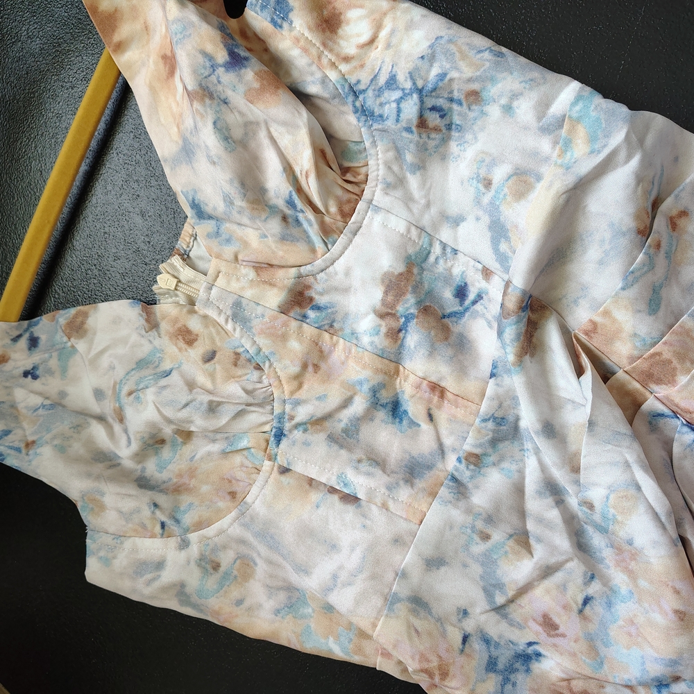 Cider Blue and Brown Dress with Elegant Design